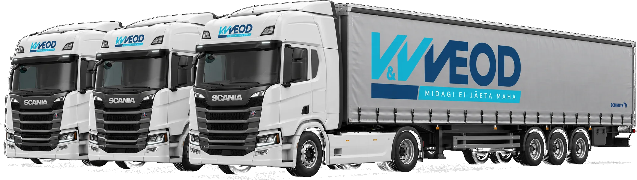 Kolm valget V&V Veod veokit kardinhaagisega